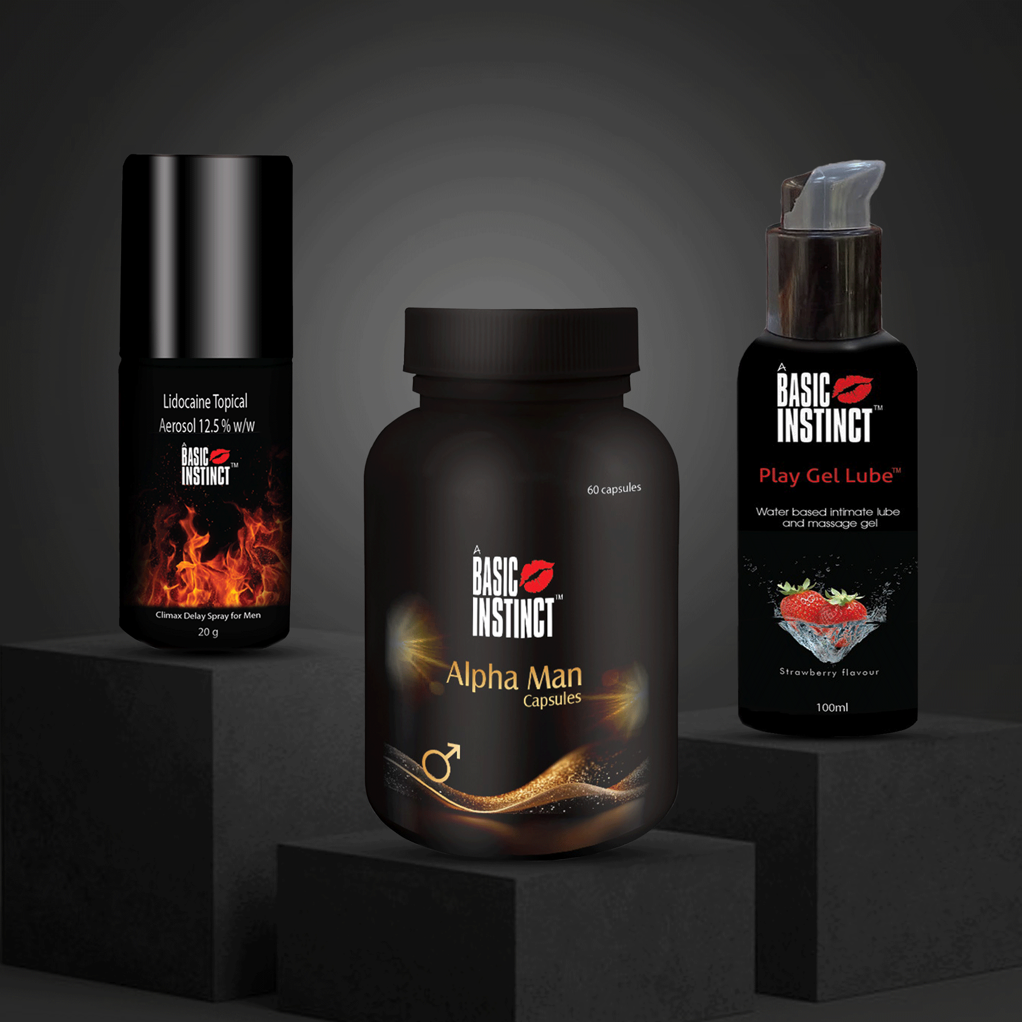 Alpha Man Capsules + Play Gel Lube + Climax Delay Spray