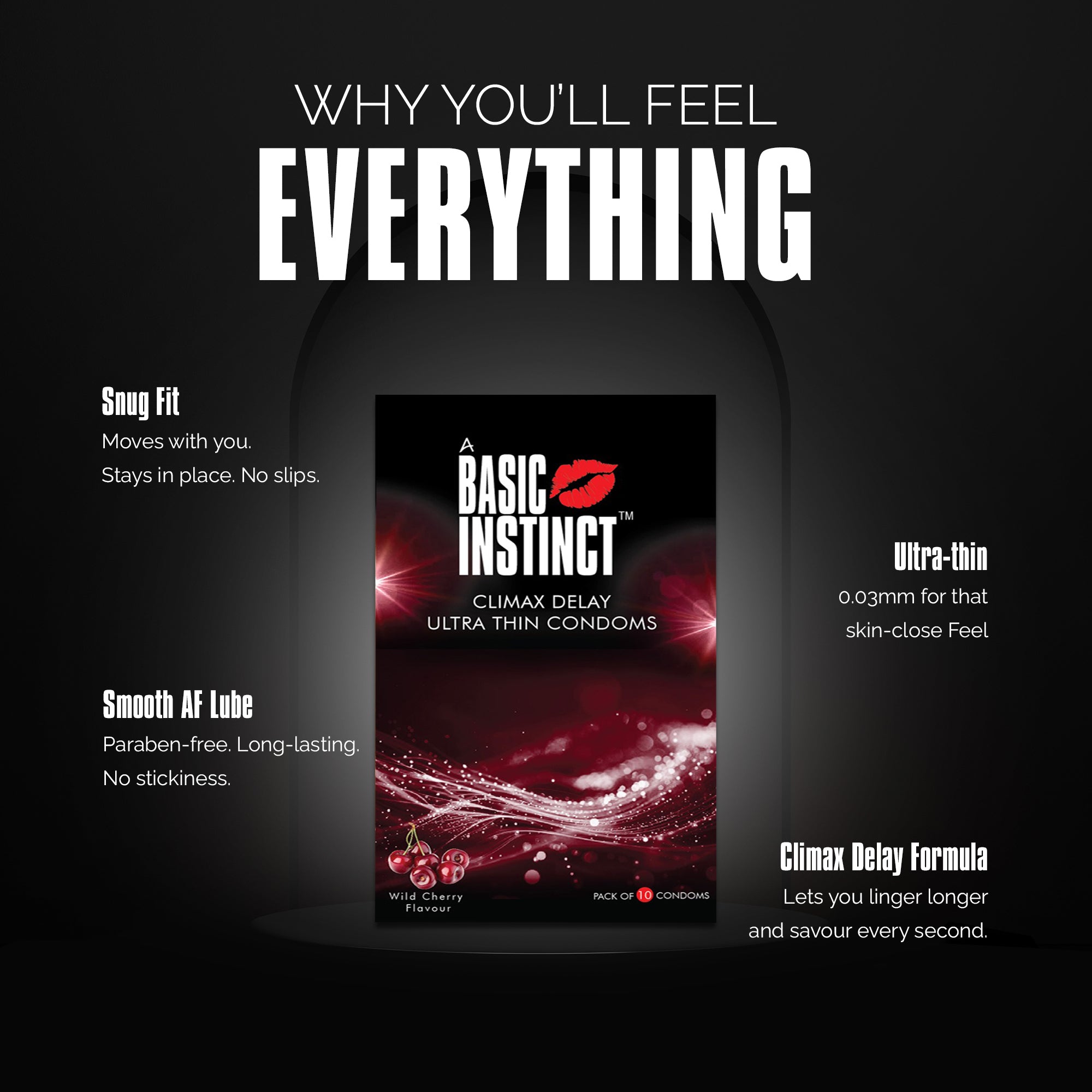 Climax Delay Ultrathin Condoms Wild Cherry Pack of 10