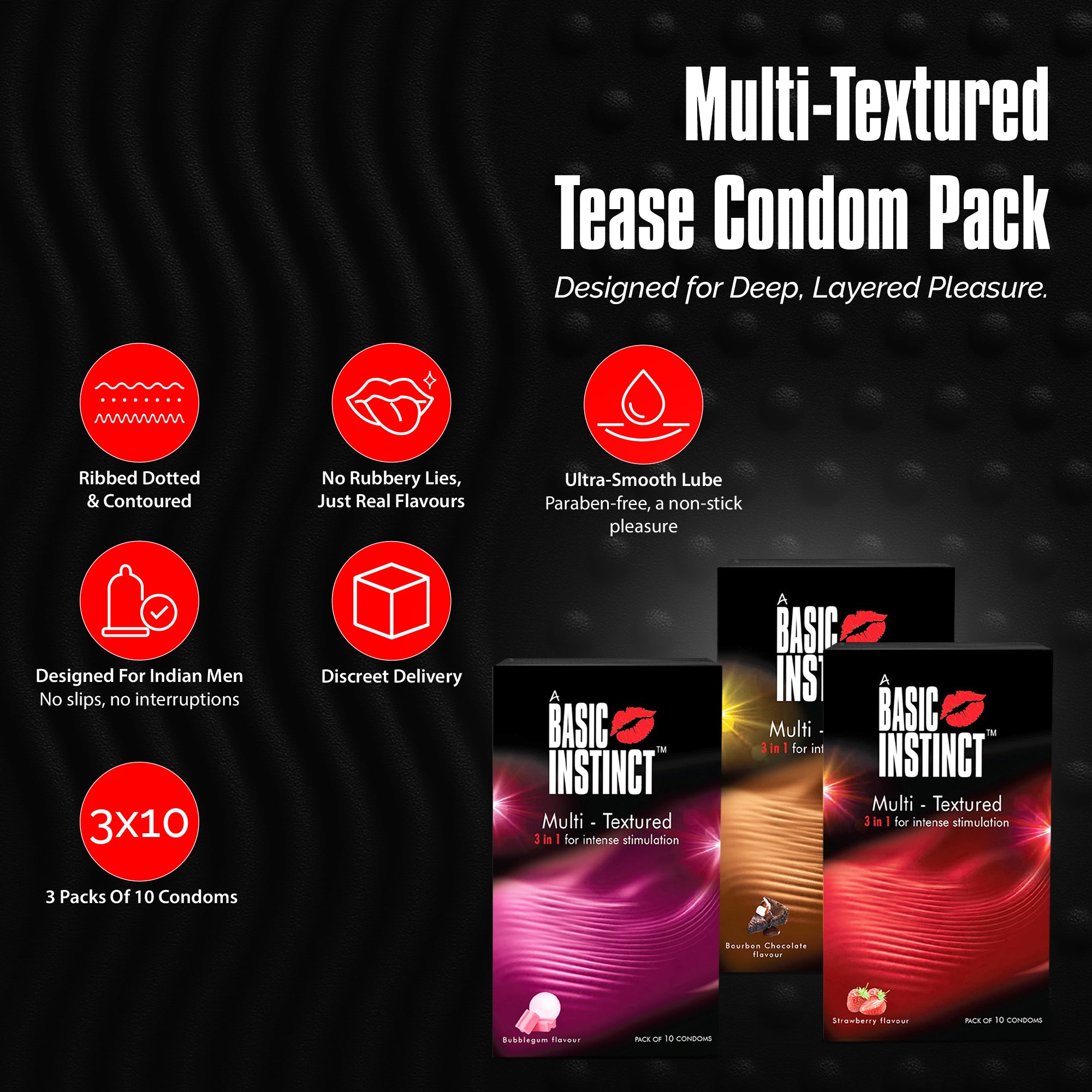 MULTI-TEXTURED CONDOMS (Combo of 3 packs of 10s)