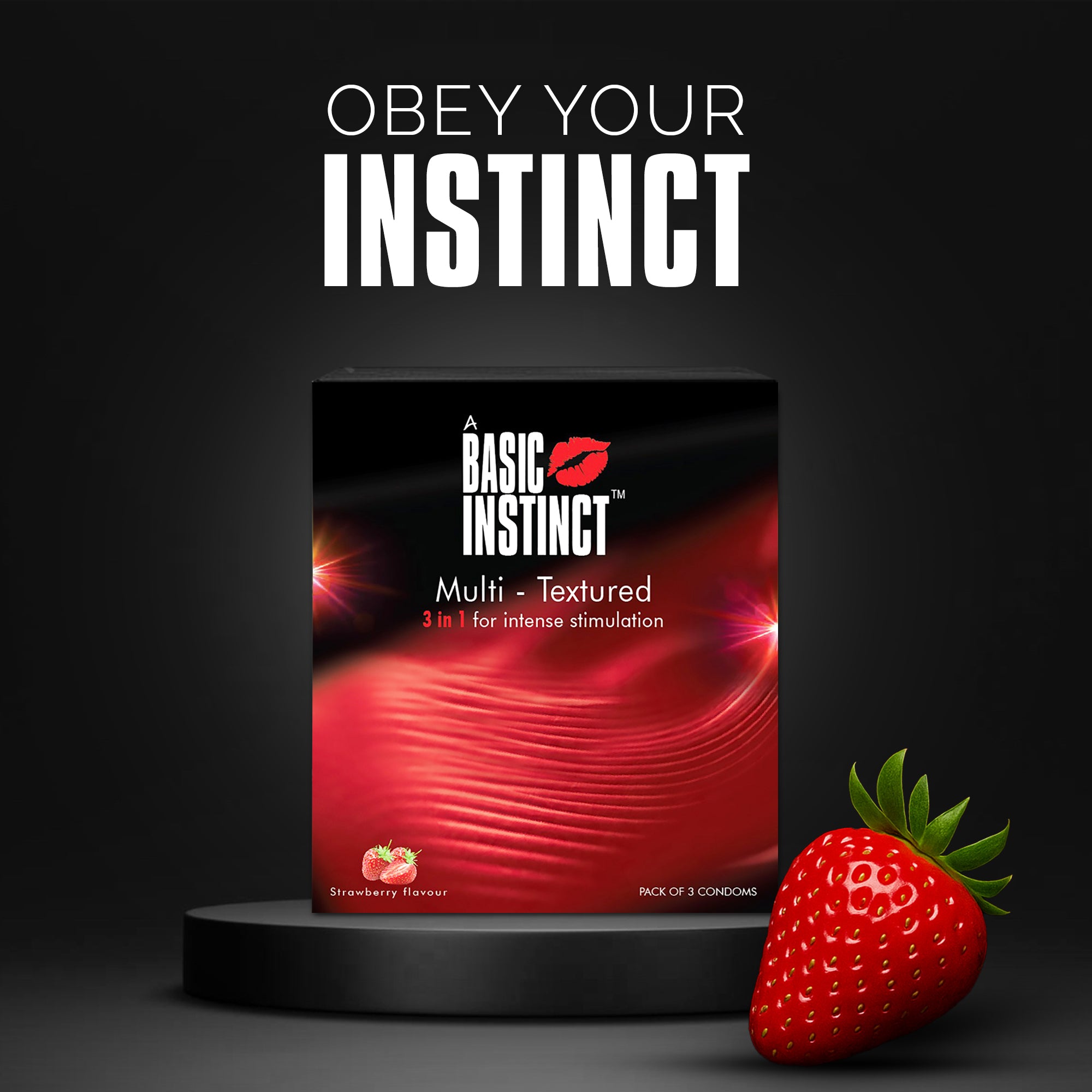 Multi Textured Condoms Strawberry Pack of 3