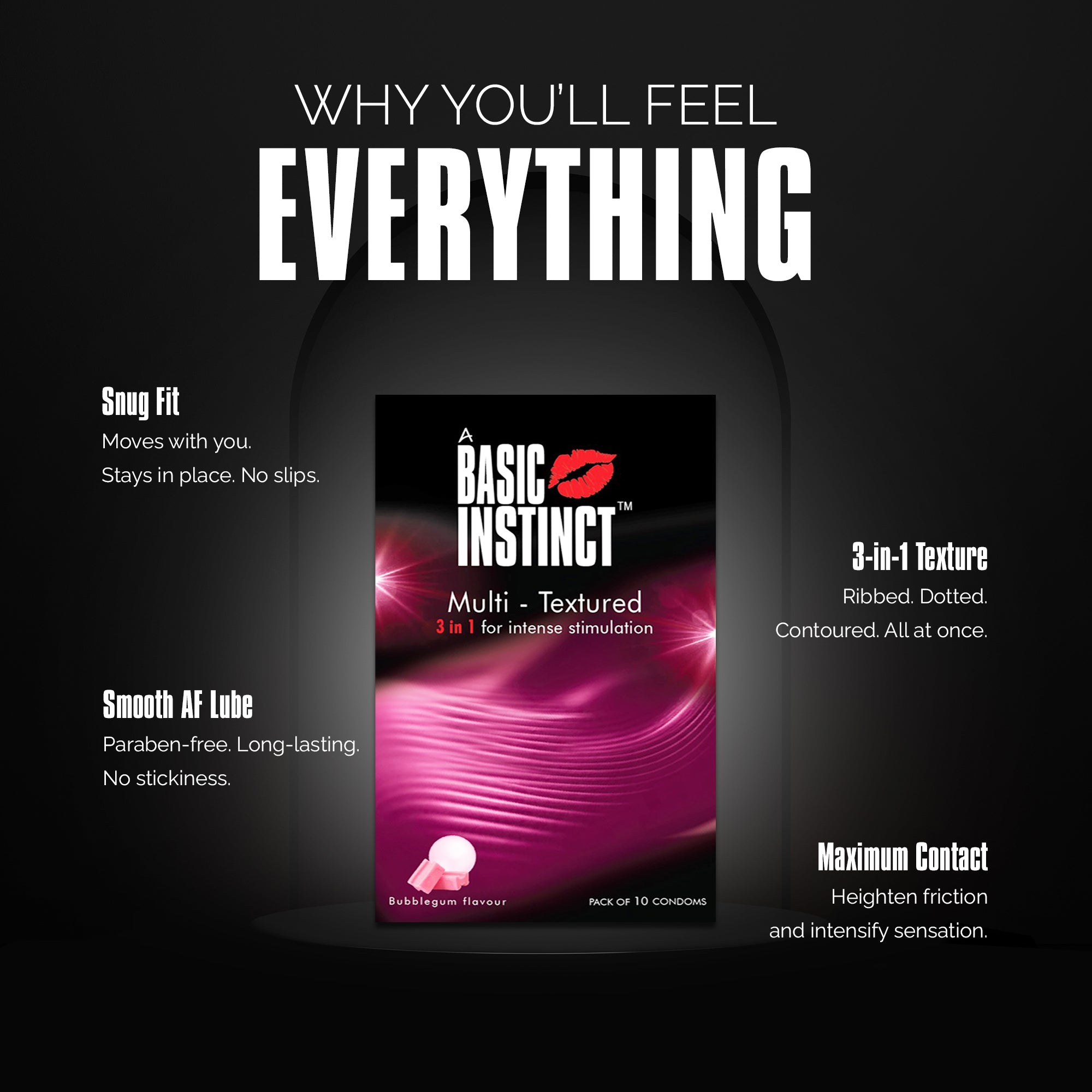 Multi Textured Condoms Bubblegum Pack of 10