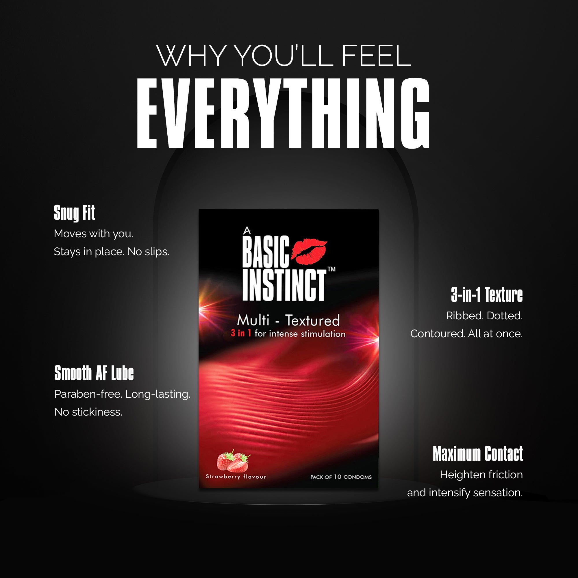 Multi Textured Condoms Strawberry Pack of 10