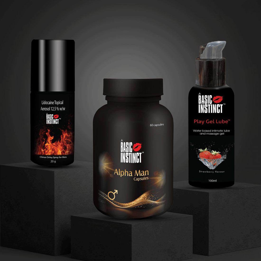 Alpha Man Capsules + Play Gel Lube + Climax Delay Spray