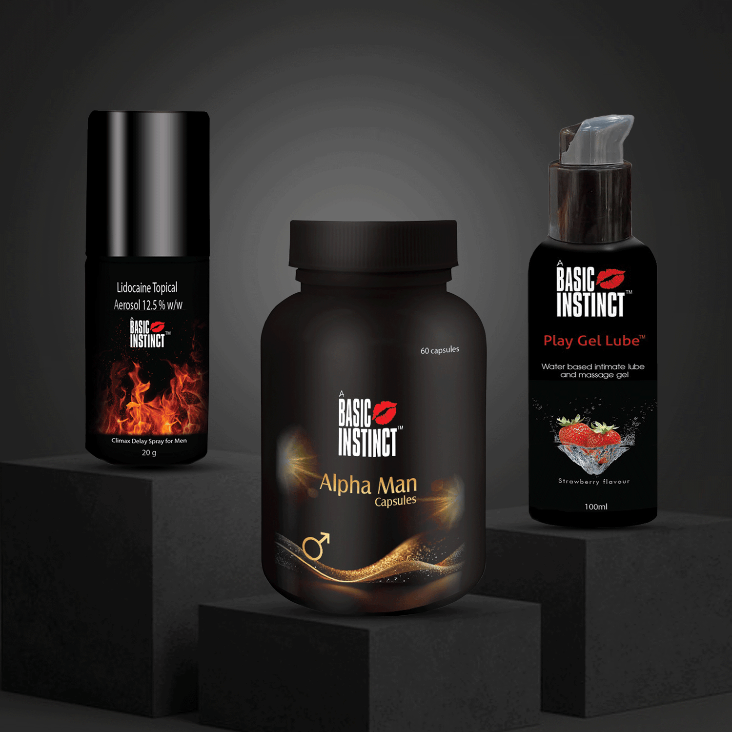 Alpha Man Capsules + Play Gel Lube + Climax Delay Spray