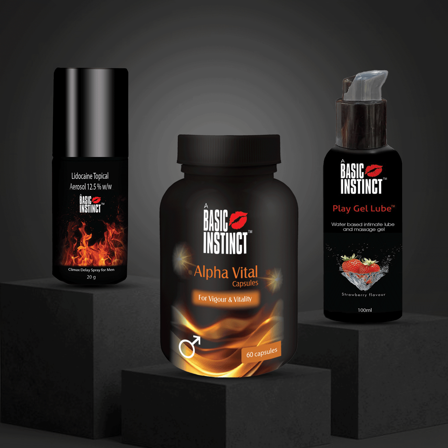 Alpha Vital Capsules + Play Gel Lube + Climax Delay Spray