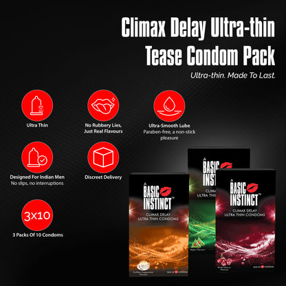 CLIMAX DELAY ULTRA-THIN CONDOMS (Combo of 3 packs of 10s)