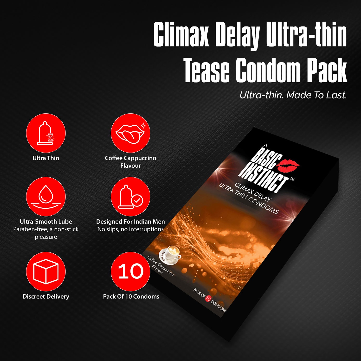 Climax Delay Ultrathin Condoms Coffee Cappuccino Pack of 10
