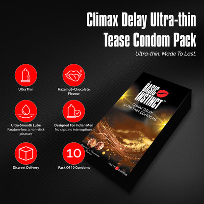 Climax Delay Ultrathin Condoms Chocolate + Hazelnut Pack of 10