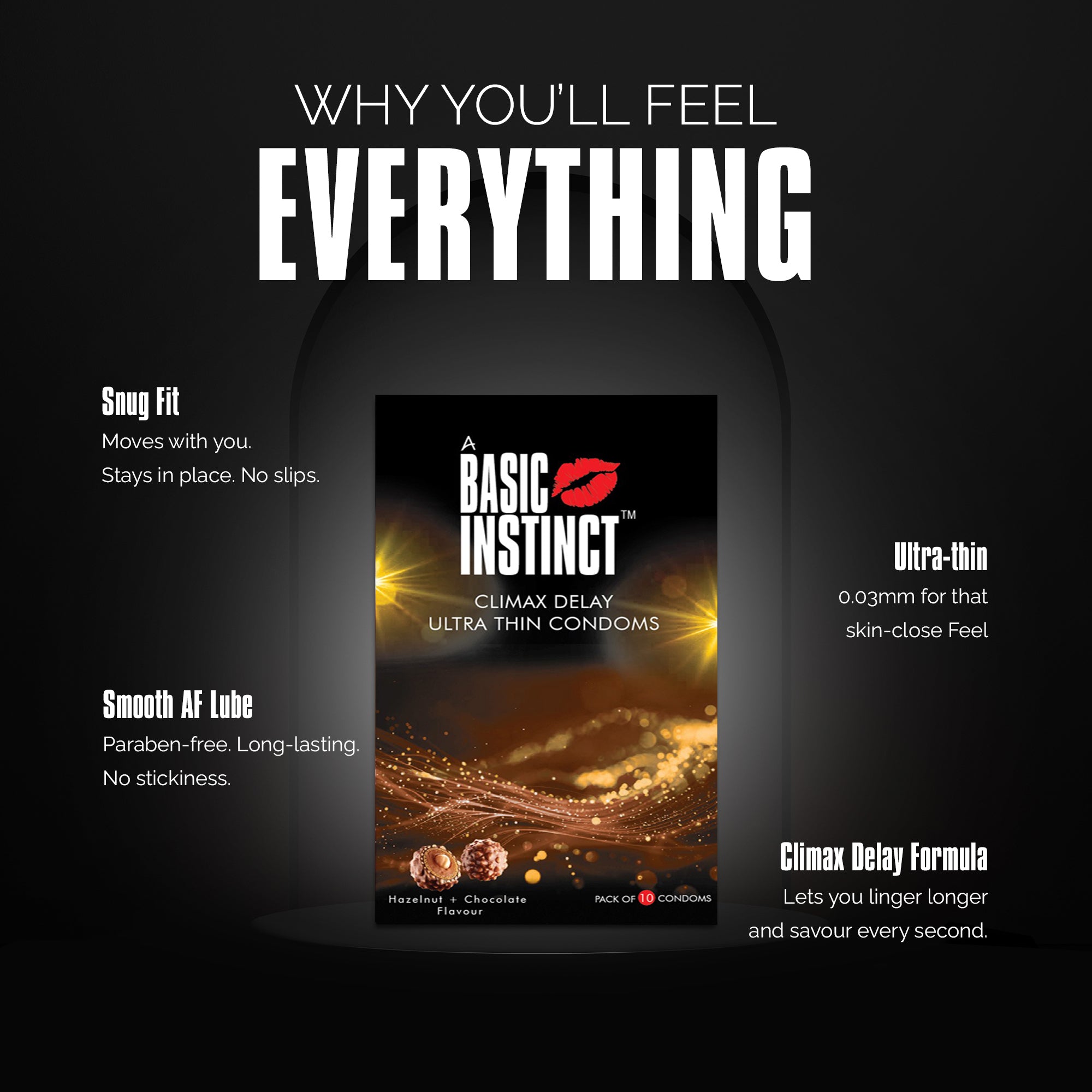 Climax Delay Ultrathin Condoms Chocolate + Hazelnut Pack of 10