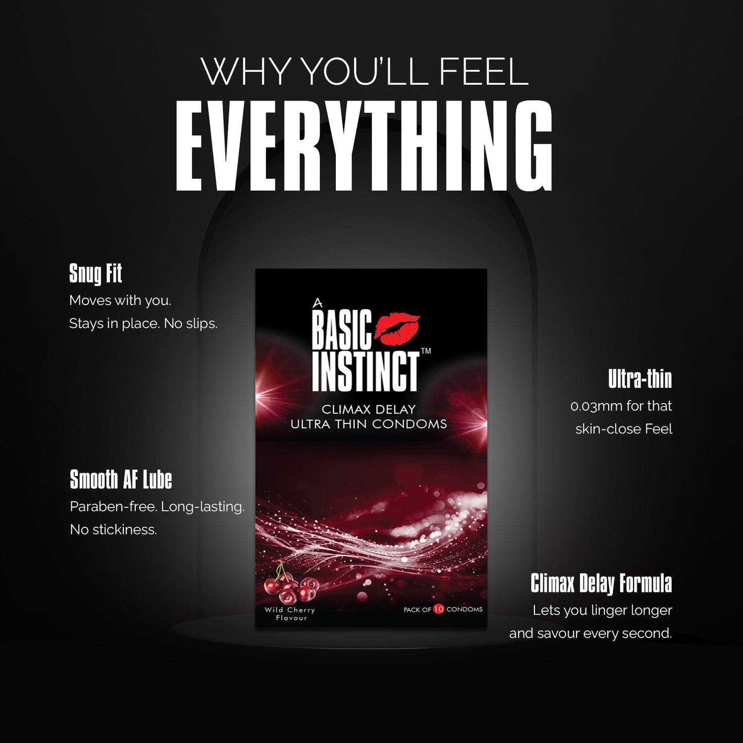 Climax Delay Ultrathin Condoms Wild Cherry Pack of 10