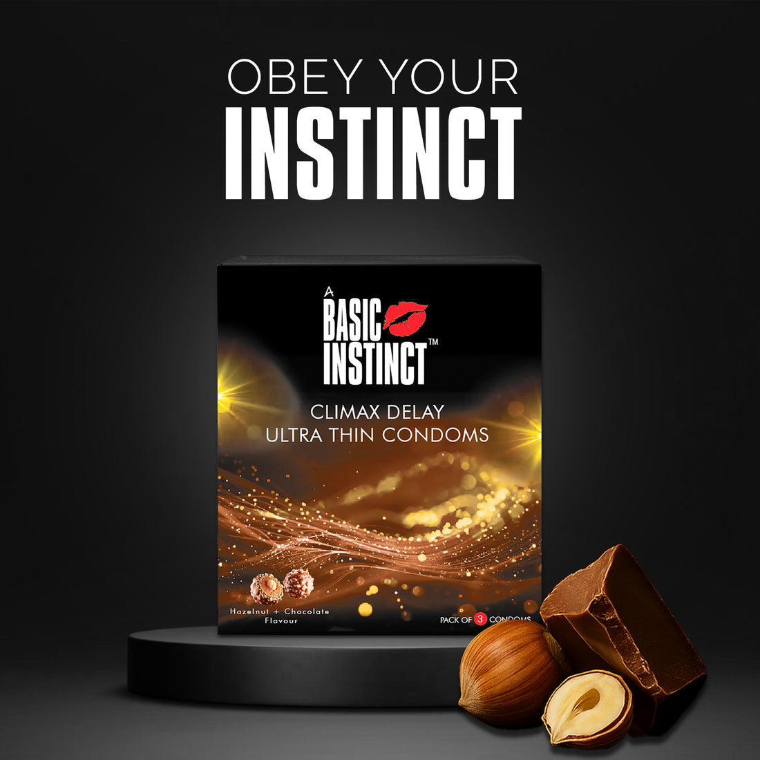Climax Delay Ultrathin Condoms Chocolate + Hazelnut Pack of 3