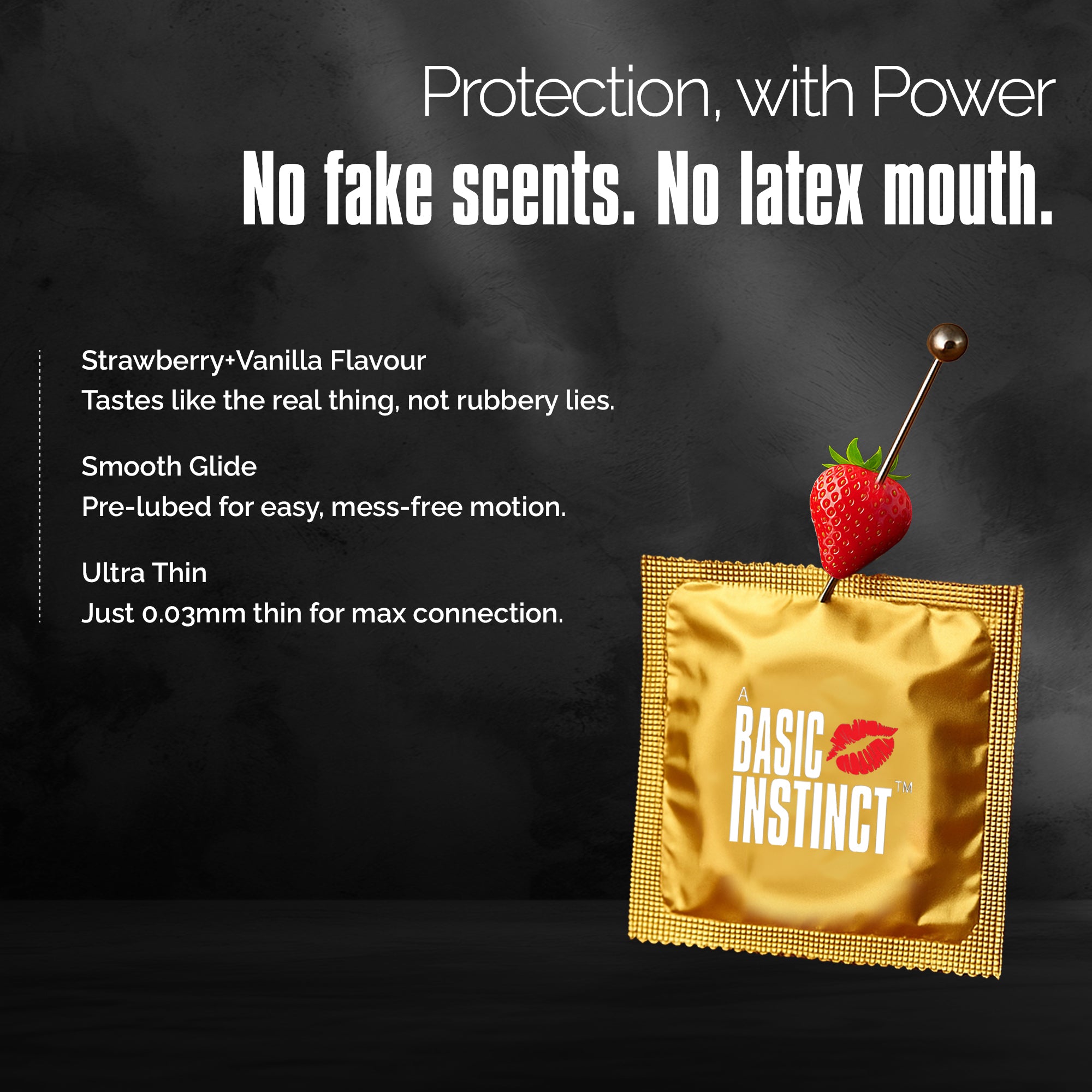 Climax Delay Ultrathin Condoms Strawberry + Vanilla Pack of 3