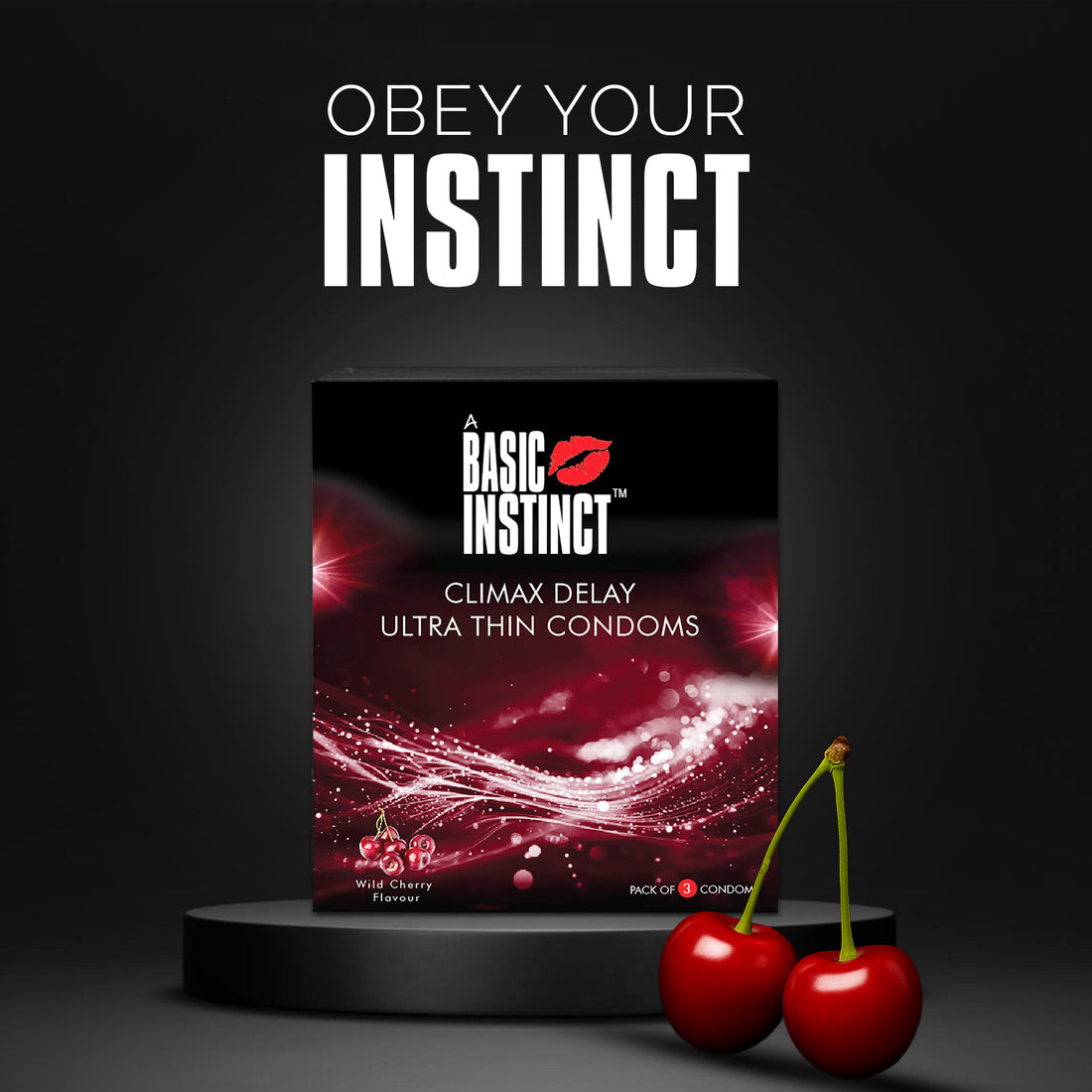 Climax Delay Ultrathin Condoms Wild Cherry Pack of 3