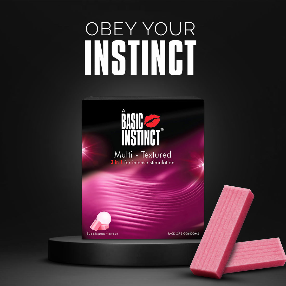 Multi Textured Condoms Bubblegum Pack of 3