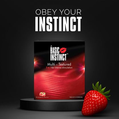 Multi Textured Condoms Strawberry Pack of 3