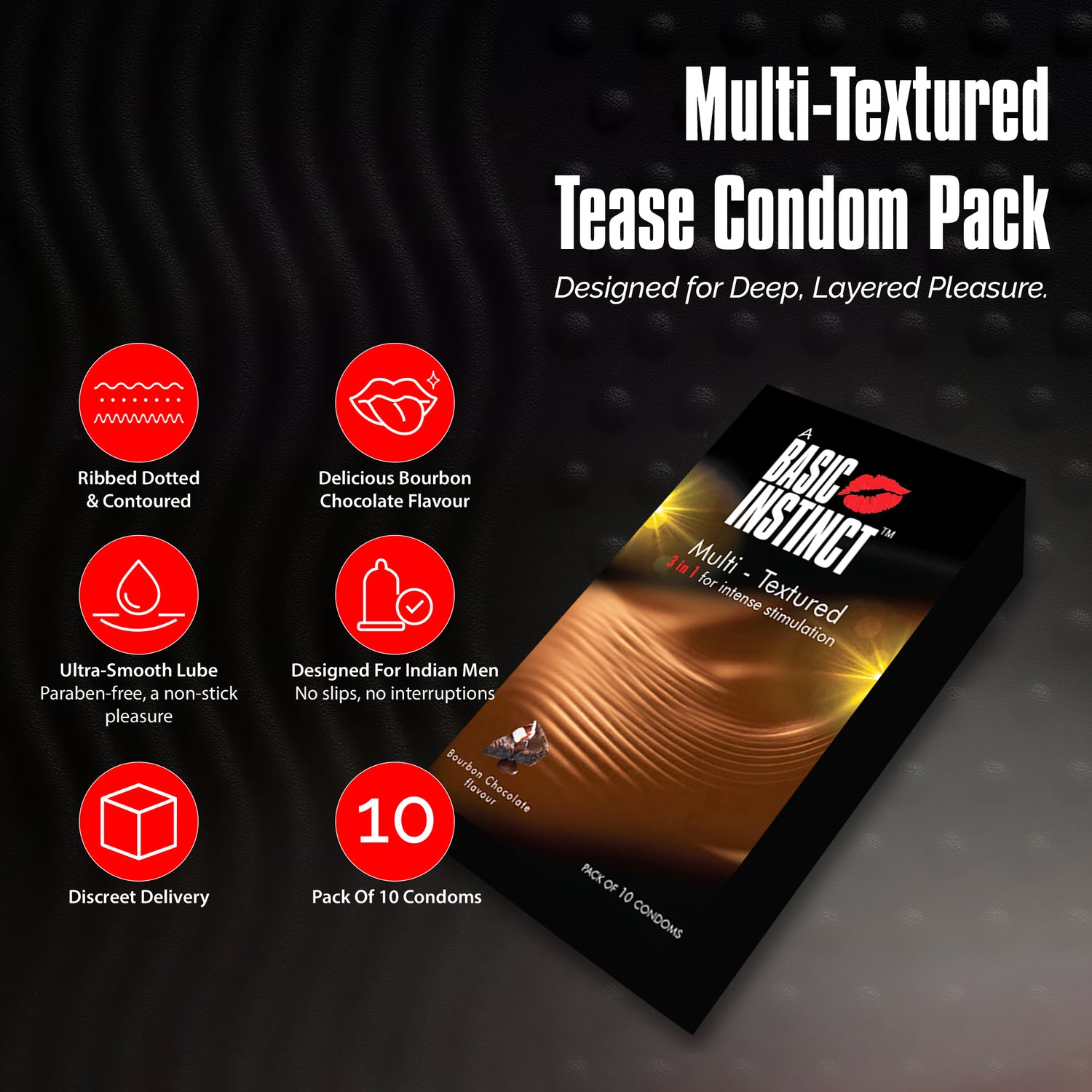 Multi Textured Condoms Bourbon Chocolate Pack of 10