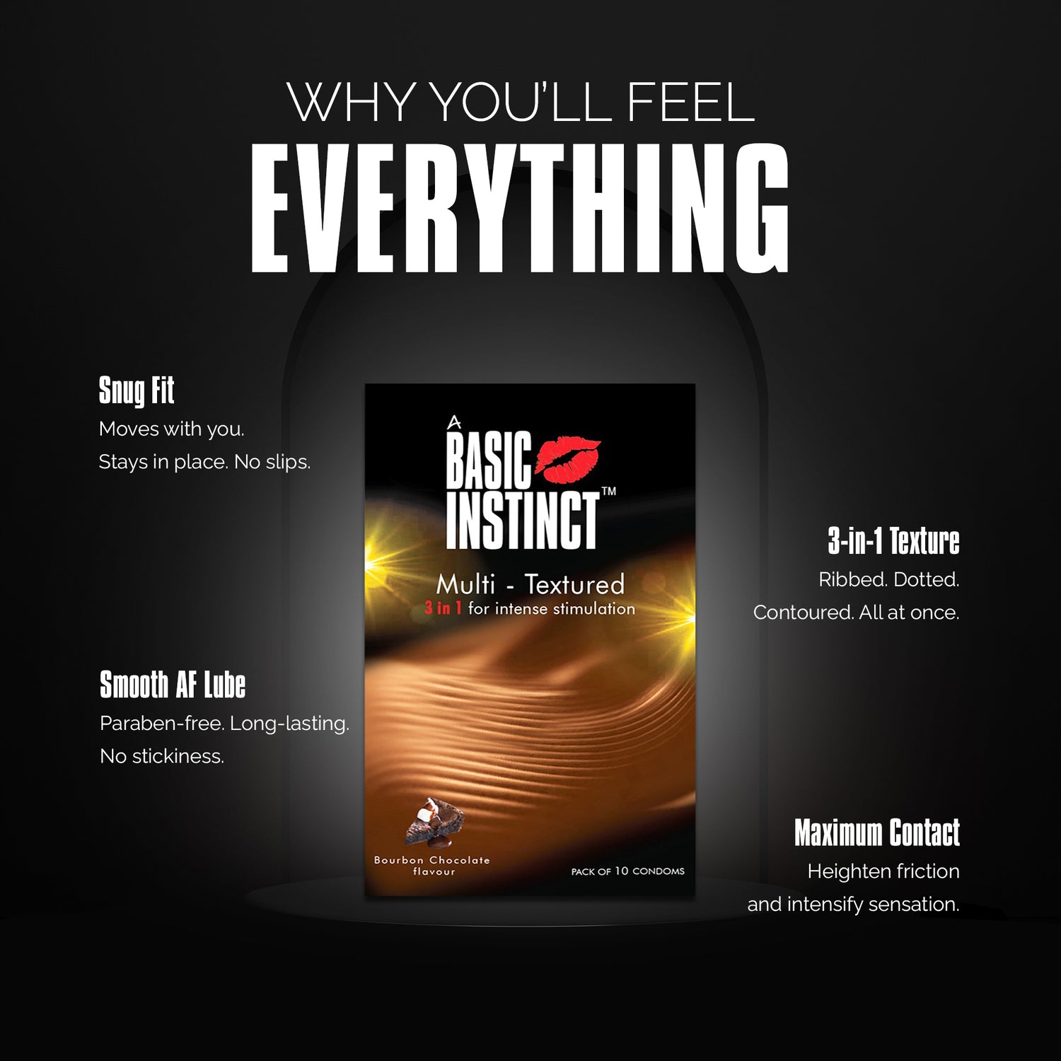 Multi Textured Condoms Bourbon Chocolate Pack of 10