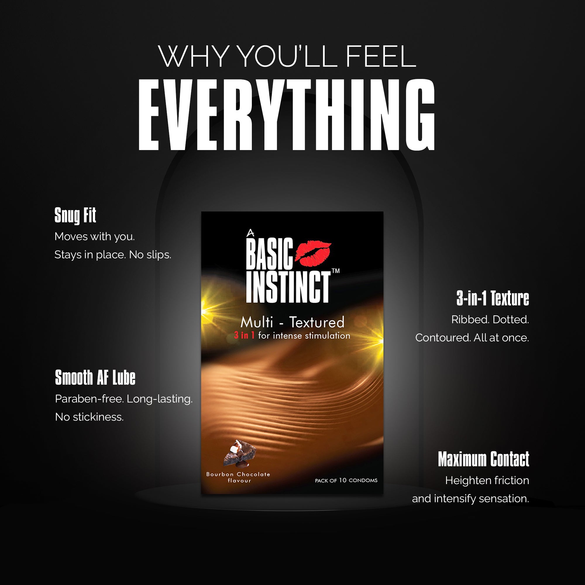 Multi Textured Condoms Bourbon Chocolate Pack of 10