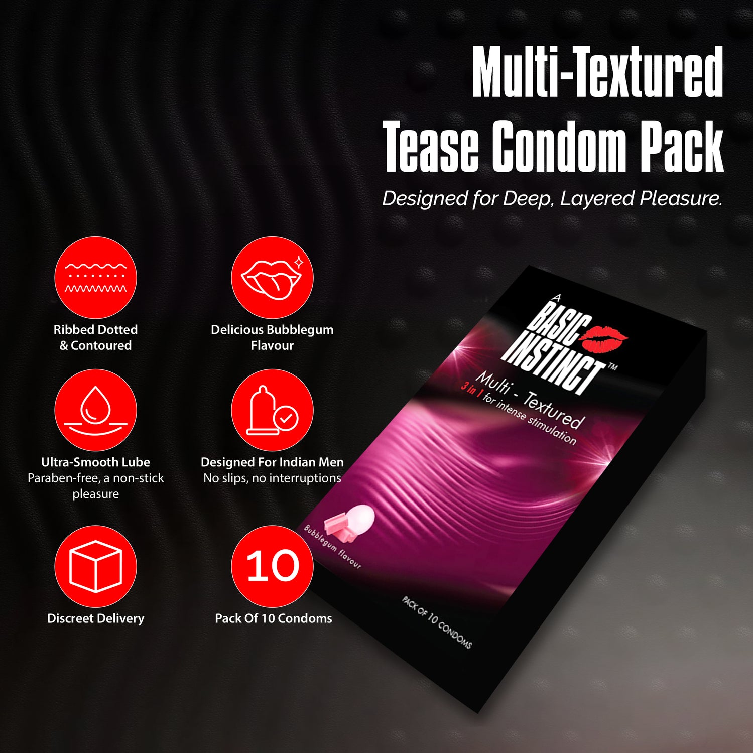 Multi Textured Condoms Bubblegum Pack of 10