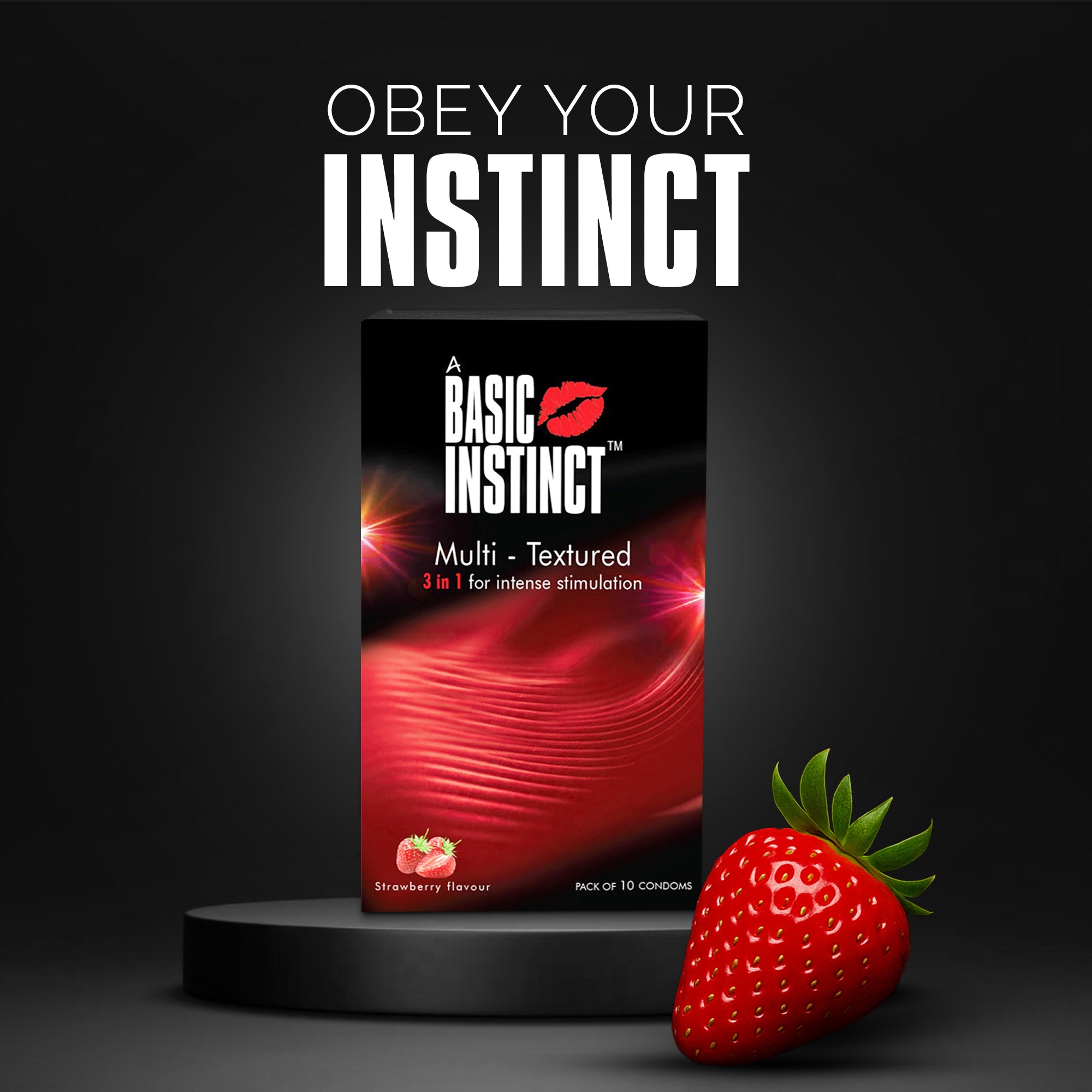 Multi Textured Condoms Strawberry Pack of 10