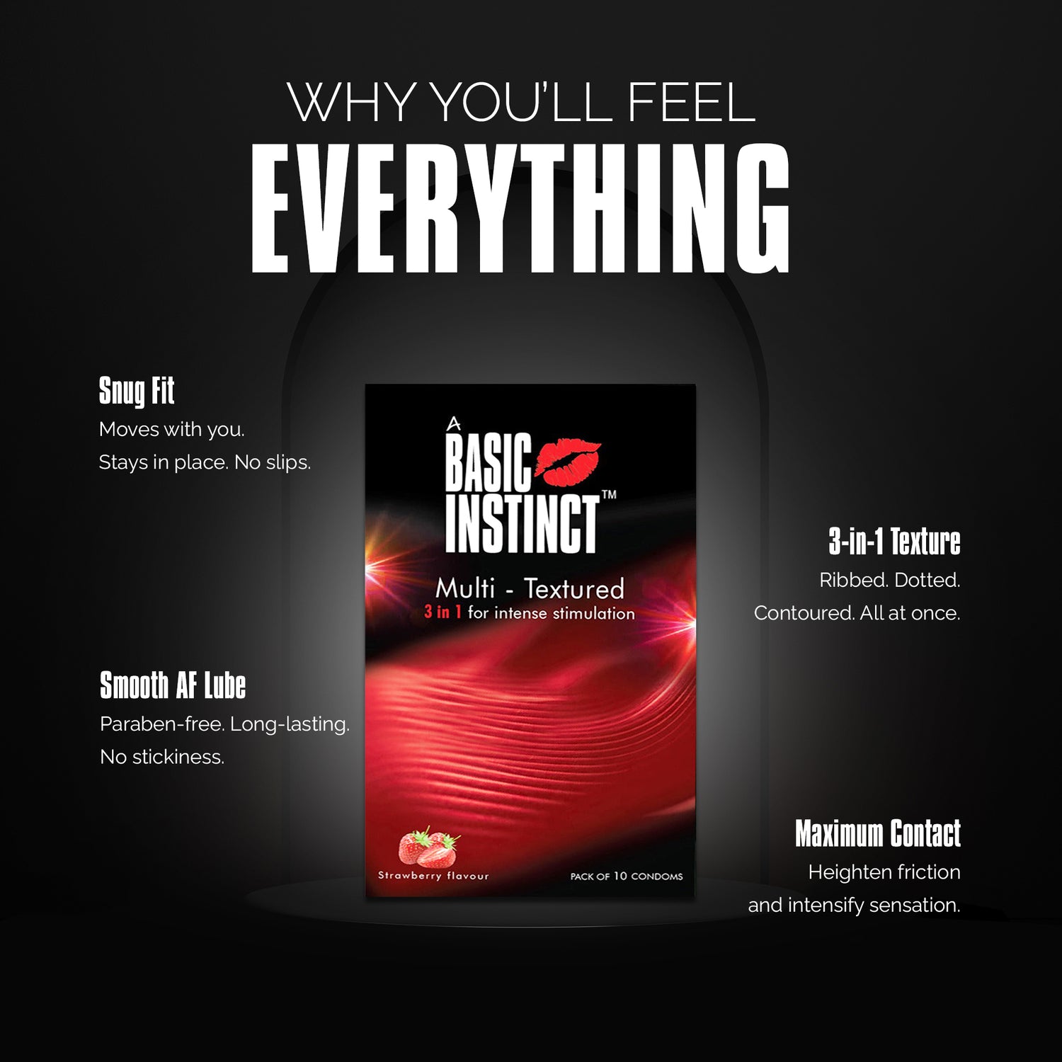 Multi Textured Condoms Strawberry Pack of 10